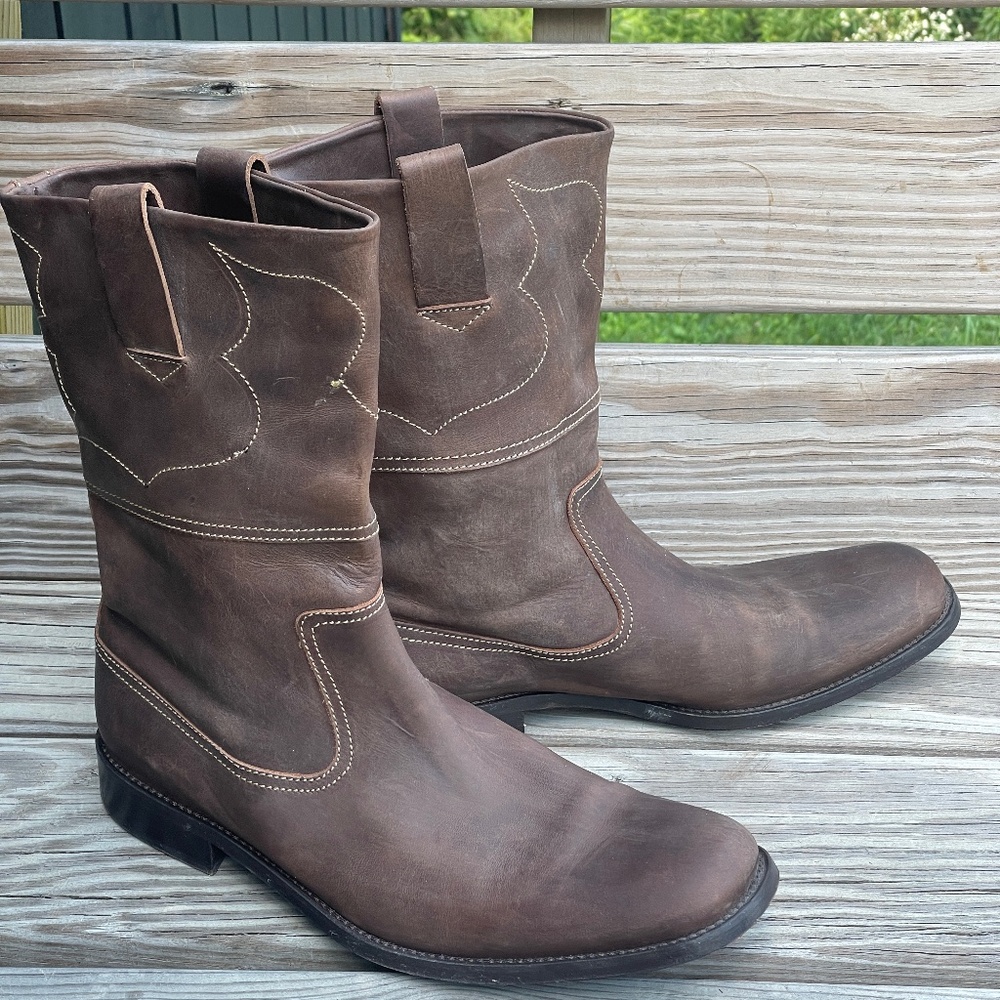 John Varvatos Hand Made Cowboy Boots (size marked 11 but fit more like 10)